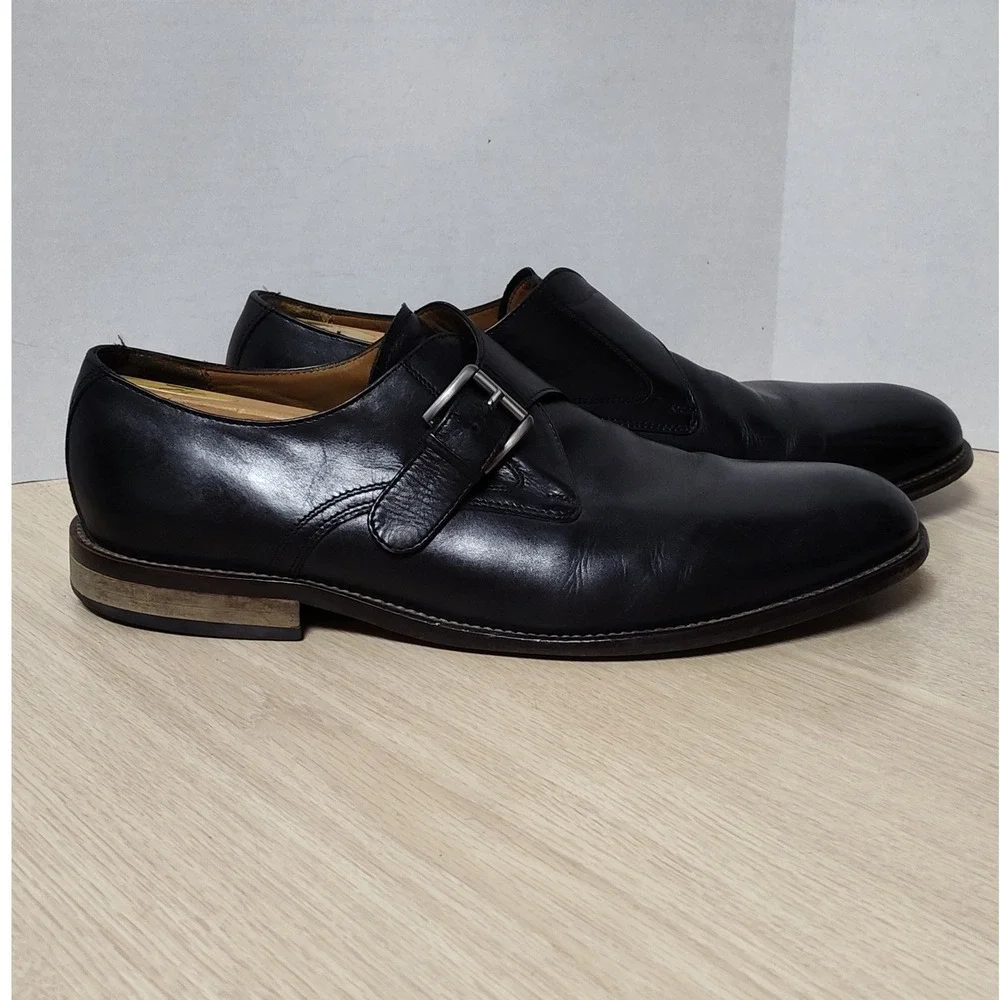 Florsheim 12132 Black Leather Monk Strap Loafers Mens Size 10 Dress Shoes